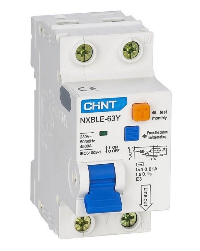NXBLE-63Y (R) 1п+N C 6А 30мА электронный тип AC 4.5кА CHINT (105540). Автоматический выключатель дифференциального тока. CHINT в Архангельске