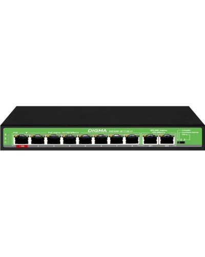 DSP208F-2F-T120 DSP208F-2F-T120 V1 (L2) 10х100Мбит/с 8PoE 8PoE+ 120W. Коммутатор с питанием по PoE. Digma в Архангельске