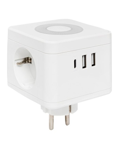 Тройник Куб 2 гнезда 2USB 2,4А+Type C + Ночник. Тройник Куб. EKF в Архангельске