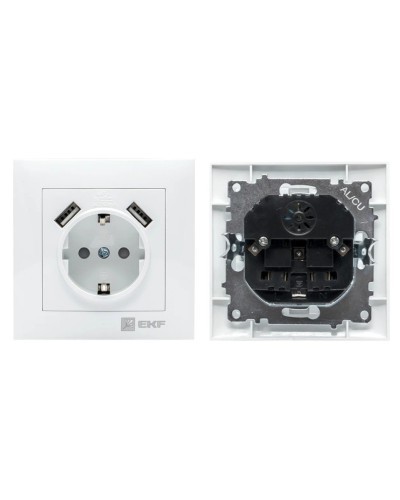 Валенсия розетка 1-местная с/з 16А (EWR16-028-10-2USB). Розетка 1-местная с/з 16А. EKF в Архангельске