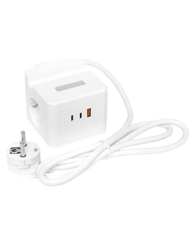 Удлинитель Куб 2 гнезда USB + 2Type C с быстрой зарядкой, подставкой под телефон и ночником 1,3 метра 1мм2. Удлинитель Куб. EKF в Архангельске