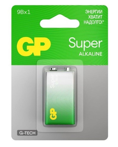 GP Super Alkaline 9V Крона (GP 1604AA21-5CRSBC1), БЛИСТЕР. Алкалиновая батарейка. GP Batteries в Архангельске