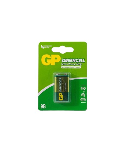 GP GreenCell 9V Крона (GP 1604GLF-2CR1), БЛИСТЕР. Солевая батарейка. GP Batteries в Архангельске