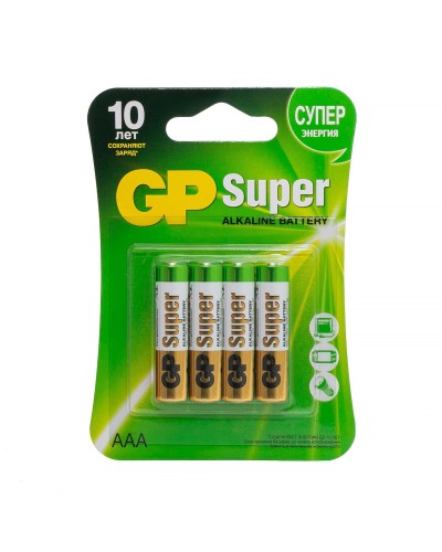 GP Super Alkaline 24A AAA (GP 24A-2CR4), упак. 4 шт. БЛИСТЕР. Алкалиновые батарейки. GP Batteries в Архангельске