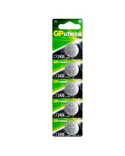 GP Lithium CR2430 (GP CR2430-2C5 100/1000), упак. 5 шт. БЛИСТЕР. Литиевые дисковые батарейки. GP Batteries в Архангельске
