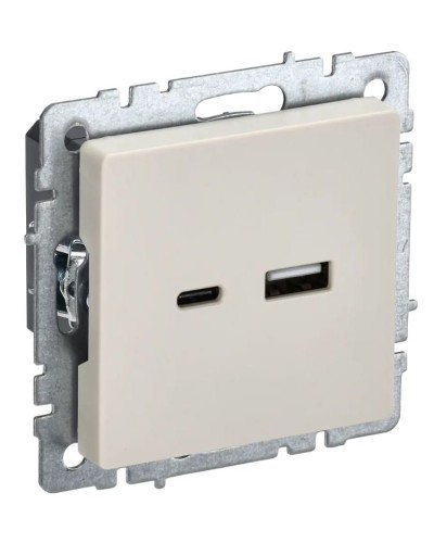 Розетка USB A+C 18Вт РЮ11-1-БрКр бежевый BRITE (BR-U22-018-K10). Розетка USB. IEK в Архангельске
