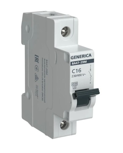 GENERICA ВА47-29М 1P C 16А 4,5кА (MVA21-1-016-C-G). Автоматический выключатель. IEK в Архангельске