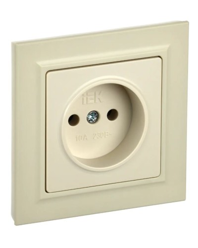 Розетка без з/к РС10-1-0-БрКр бежевый BRITE (BR-R10-10-K10). Розетка без заземления без защитных шторок. IEK в Архангельске