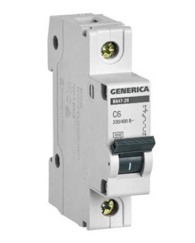 GENERICA ВА47-29 1P C 6А 4,5кА (MVA25-1-006-C). Автоматический выключатель. IEK в Архангельске