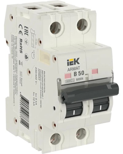 M06N 2P B 50А 6кА ARMAT (AR-M06N-2-B050). Автоматический выключатель. IEK в Архангельске