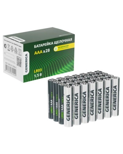 Батарейка Alkaline LR03/AAA GENERICA (28 шт) (ABT-LR03-ST-B28-G). Батарейка щелочная. IEK в Архангельске