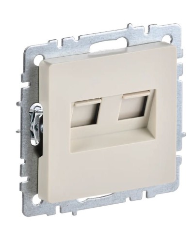 Розетка RJ45 РК10-2-БрКр кат.5E, бежевый BRITE (BR-K20-1-K10). Розетка компьютерная двойная. IEK в Архангельске