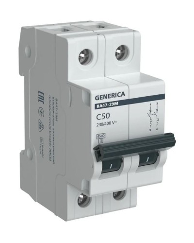 GENERICA ВА47-29М 2P C 50А 4,5кА (MVA21-2-050-C-G). Автоматический выключатель. IEK в Архангельске