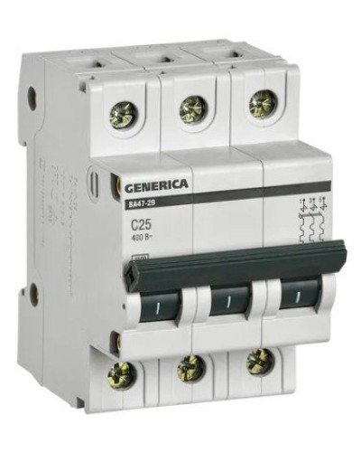 GENERICA ВА47-29 3P C 25А 4,5кА (MVA25-3-025-C). Автоматический выключатель. IEK в Архангельске