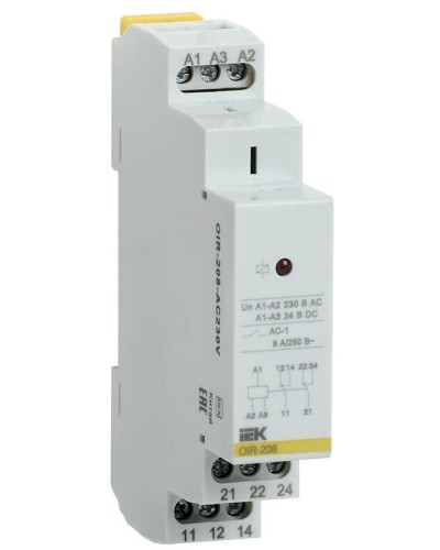 Реле промежуточное модульное OIR 2 контакта 8А 230В AC (OIR-208-AC230V). Реле промежуточное модульное. IEK в Архангельске