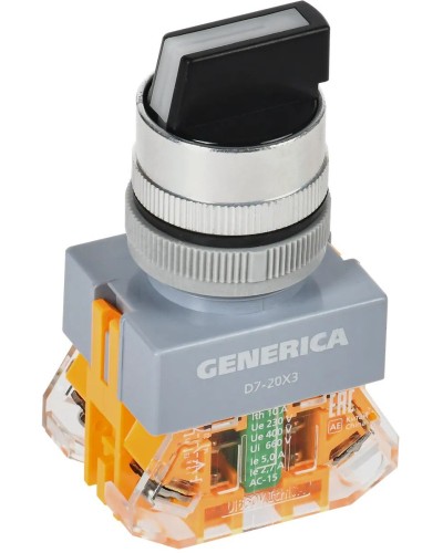 Переключатель D7-20X3 на 3 положения черный GENERICA (BSW50-20X3-3-21-3-K02-G). Переключатель. IEK в Архангельске