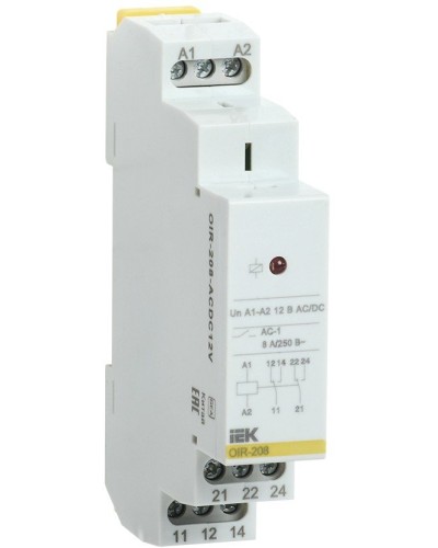 Реле промежуточное модульное OIR 2 контакта 8А 12В AC/DC (OIR-208-ACDC12V). Реле промежуточное модульное. IEK в Архангельске