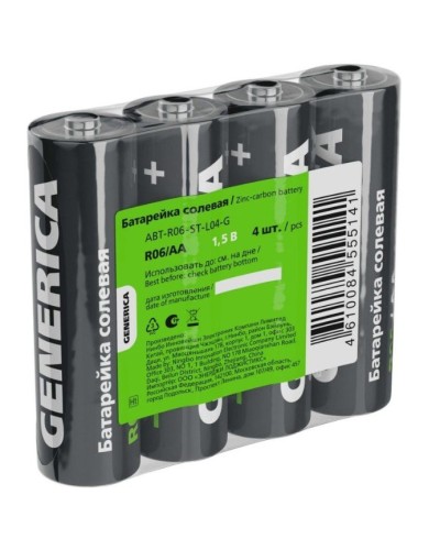 Батарейка солевая R06/AA GENERICA (4 шт) (ABT-R06-ST-L04-G). Батарейка солевая. IEK в Архангельске