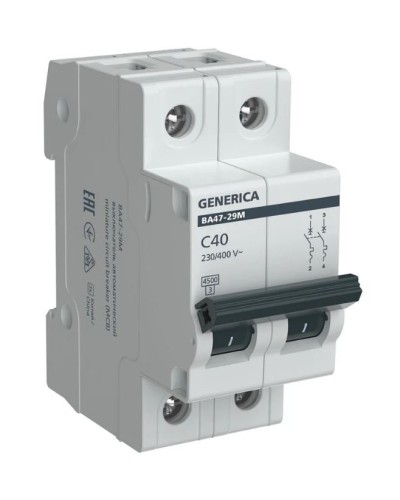 GENERICA ВА47-29М 2P C 40А 4,5кА (MVA21-2-040-C-G). Автоматический выключатель. IEK в Архангельске