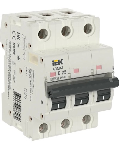 M06N 3P C 25А 6кА ARMAT (AR-M06N-3-C025). Автоматический выключатель. IEK в Архангельске