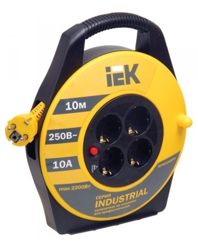 УК10 4 места, 10м (WKP14-10-04-10). Удлинитель на катушке Industrial. IEK в Архангельске