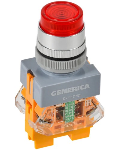 Кнопка D7-11DNZS d=22мм красная GENERICA (BBT50-11DNZS-3-11-K04-G). Кнопка управления с подсветкой и фиксацией. IEK в Архангельске