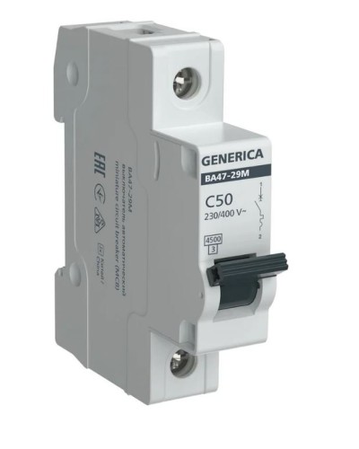 GENERICA ВА47-29М 1P C 50А 4,5кА (MVA21-1-050-C-G). Автоматический выключатель. IEK в Архангельске