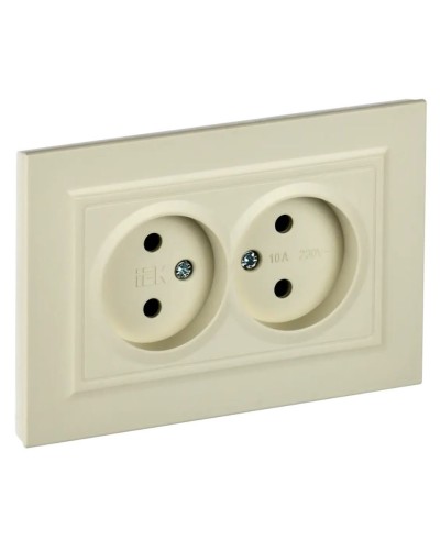 Розетка 2-местная без з/к РС12-2-БрКр бежевый BRITE (BR-R20-10-K10-F). Розетка без заземления без защитных шторок в сборе. IEK в Архангельске