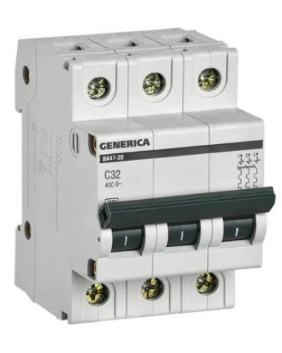 GENERICA ВА47-29 3P C 32А 4,5кА (MVA25-3-032-C). Автоматический выключатель. IEK в Архангельске