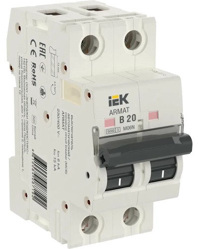 M06N 2P B 20А 6кА ARMAT (AR-M06N-2-B020). Автоматический выключатель. IEK в Архангельске