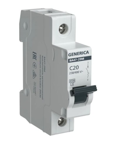 GENERICA ВА47-29М 1P C 20А 4,5кА (MVA21-1-020-C-G). Автоматический выключатель. IEK в Архангельске