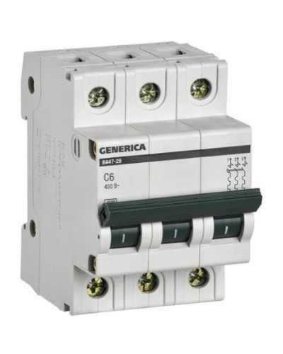 GENERICA ВА47-29 3P C 6А 4,5кА (MVA25-3-006-C). Автоматический выключатель. IEK в Архангельске