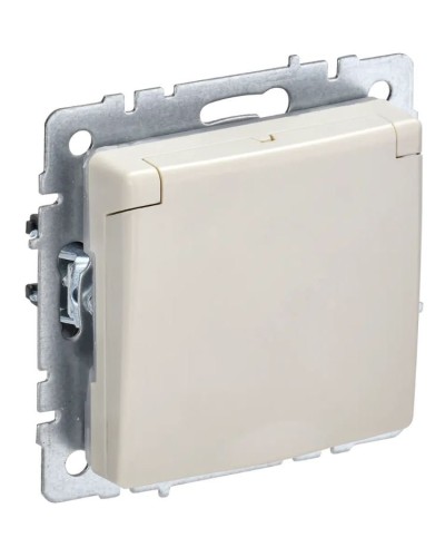 Розетка с з/к РСбш10-3-44-БрКр бежевый BRITE (BR-R16-16-44-K10). Розетка с заземлением с защитными шторками и крышкой. IEK в Архангельске