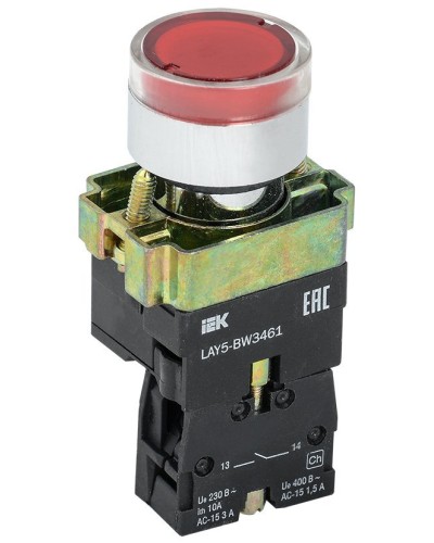 Кнопка LAY5-BW3461 с подсветкой красный 1з (BBT50-BW-K04). Кнопка с подсветкой. IEK в Архангельске