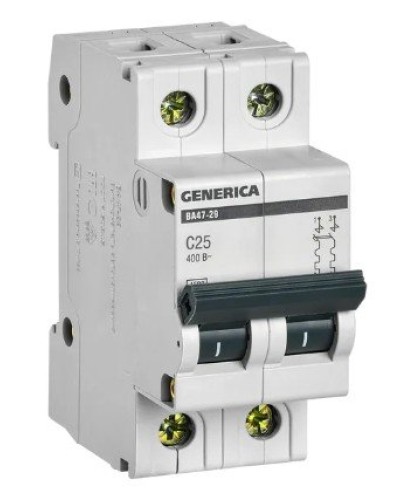 GENERICA ВА47-29 2P C 25А 4,5кА (MVA25-2-025-C). Автоматический выключатель. IEK в Архангельске