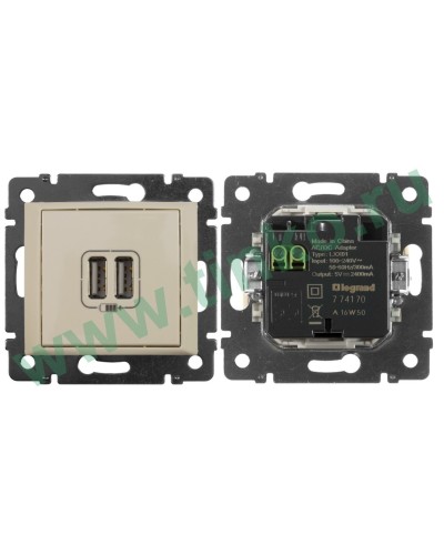 Розетка Valena двойная, USB, слоновая кость (774170). Розетка. LegranD в Архангельске