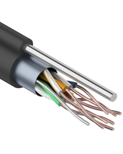 F/UTP, CAT 5e, PE, 4PR, 24AWG, OUTDOOR, SOLID, черный, с тросом, 305м, REXANT (01-0144). Кабель «витая пара» (LAN) для структурированных систем связи. Rexant в Архангельске
