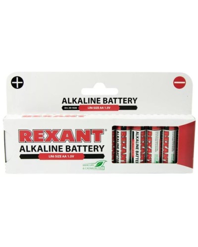 Алкалиновая батарейка AA/LR6 1,5 V 12 шт. REXANT (30-1026). Элемент питания. Rexant в Архангельске