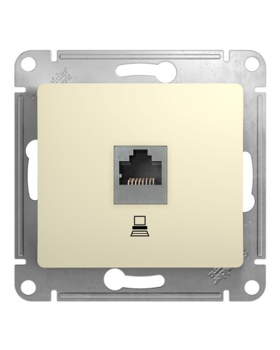 Glossa розетка RJ45 1-местная, кат. 5Е, скрытой установки, механизм, бежевый (GSL000281K). Розетка компьютерная. Systeme Electric в Архангельске