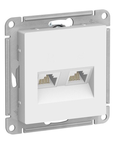AtlasDesign розетка RJ45+RJ45, 2-местная, скрытой установки, механизм, белый (ATN000185). Розетка компьютерная. Systeme Electric в Архангельске