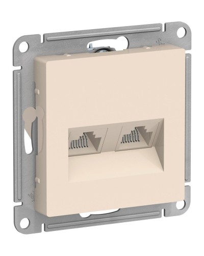 AtlasDesign розетка RJ45+RJ45, 2-местная, скрытой установки, механизм, бежевый (ATN000285). Розетка компьютерная. Systeme Electric в Архангельске
