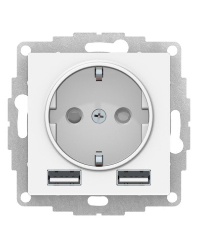 AtlasDesign розетка 1-местная с 2 USB A+A, скрытой установки, механизм, белый (ATN000130). Розетка с USB. Systeme Electric в Архангельске