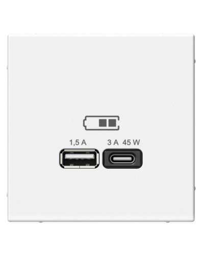 ArtGallery розетка USB тип-A+C 45Вт, скрытой установки, механизм, белый (GAL000129). Розетка USB. Systeme Electric в Архангельске