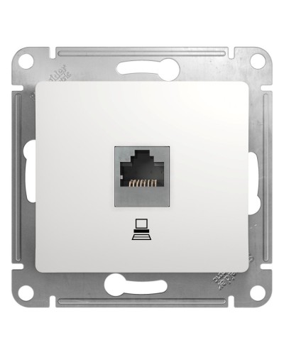 Glossa розетка RJ45 1-местная, кат. 5Е, скрытой установки, механизм, белый (GSL000181K). Розетка компьютерная. Systeme Electric в Архангельске