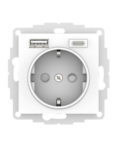 AtlasDesign розетка 1-местная с 2 USB A+C, скрытой установки, механизм, белый (ATN000132). Розетка с USB. Systeme Electric в Архангельске