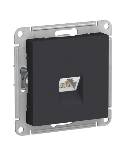 AtlasDesign розетка RJ45, кат. 5Е, 1-местная, скрытой установки, механизм, карбон (ATN001083). Розетка компьютерная. Systeme Electric в Архангельске