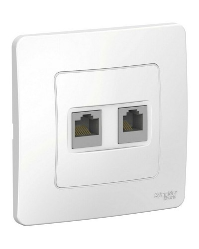 BLANCA розетка RJ45+RJ11 2-местная, кат. 5Е, скрытой установки, белый (BLNIS045111). Розетка компьютерная + телефонная. Systeme Electric в Архангельске