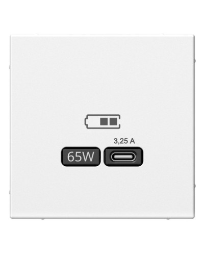 ArtGallery розетка USB тип-С 65Вт высокоскоростной заряд. QC, PD, скрытой установки, механизм, белый (GAL000127). Розетка USB. Systeme Electric в Архангельске
