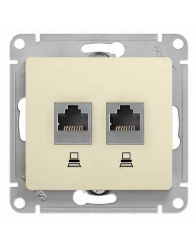 Glossa розетка RJ11+RJ45, 2-местная, кат. 5Е, скрытой установки, механизм, бежевый (GSL000285). Розетка компьютерная + телефонная. Systeme Electric в Архангельске