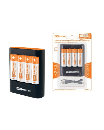 Зарядное устройство 36044Н (3600mA 4слота АА/ААА 4 кан.+4xAA2500 USB) (SQ1702-0101). Зарядное устройство. TDM ЕLECTRIC в Архангельске